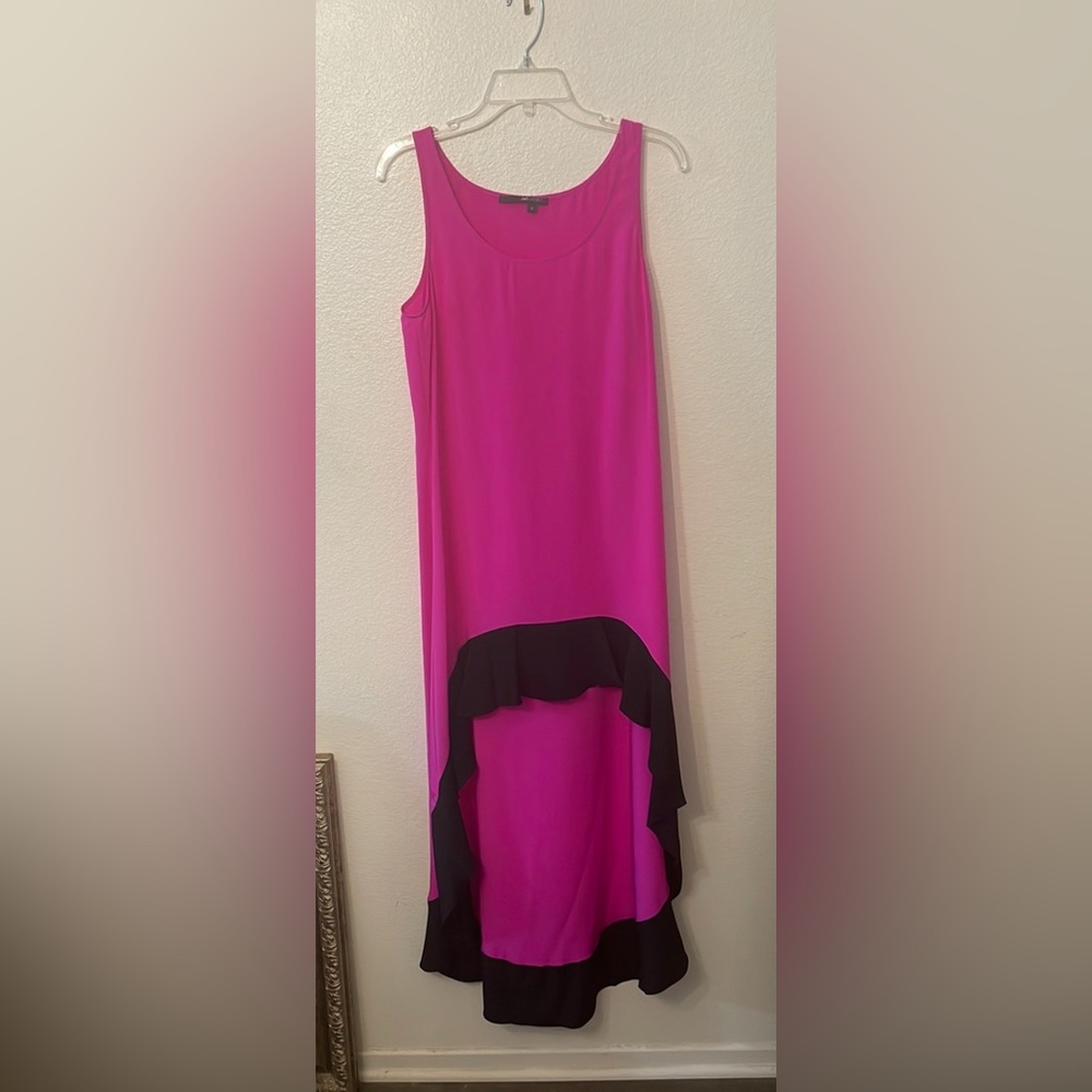 Silk hi low Maxi ruffle Dress Sz S